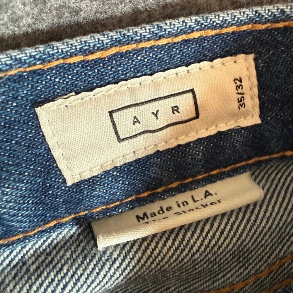 AYR The Slacker Mens Relaxed Straight Leg Jeans Medium Wash Blue 35x32 Made LA
